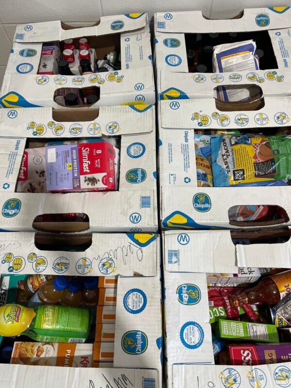Food pallet in Banana Boxes